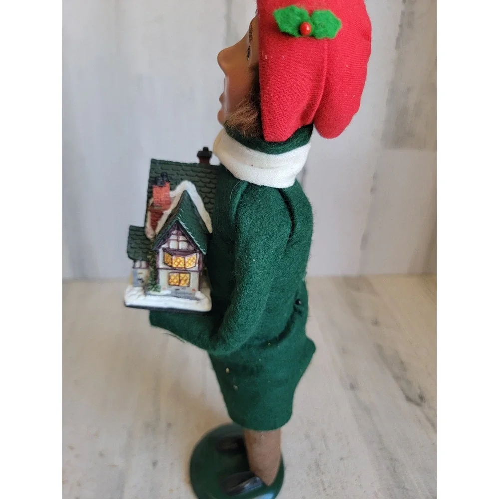 Byers choice Victorian man Caroler holding village house Xmas home decor